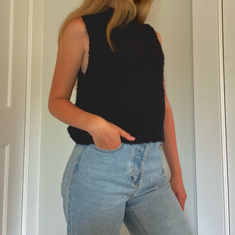 Silence + Noise Fuzzy Black Sleeveless Sweater